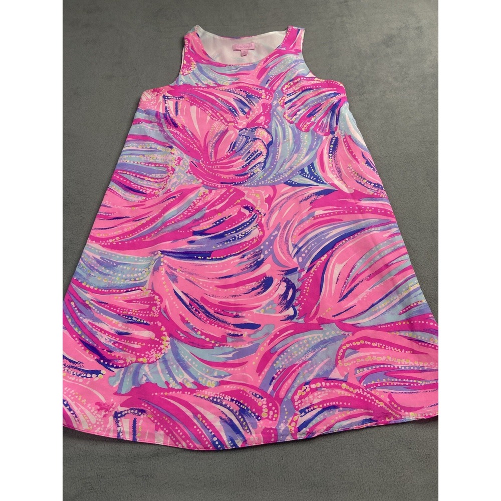 Lilly Pulitzer Dress XS Pink Silk Mini Jackie Magenta Oh My Guava Shell‎ Beach